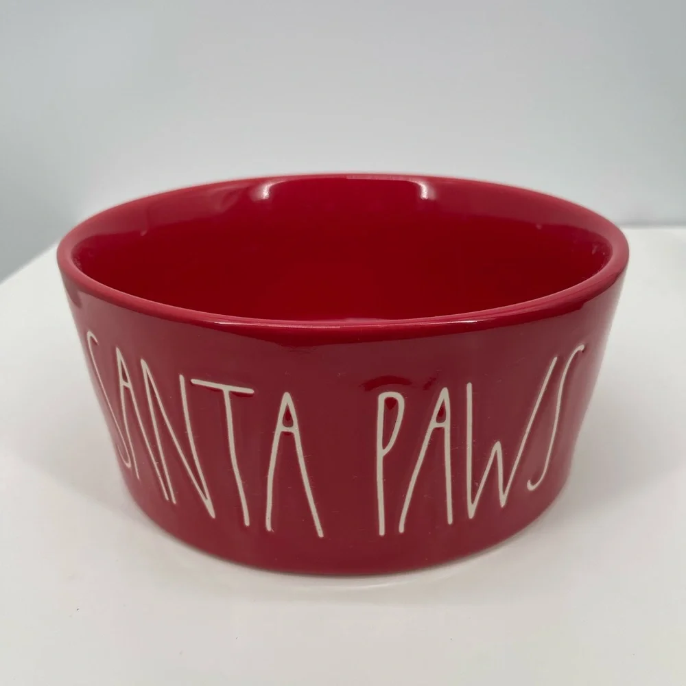 ⭐️Rae Dunn Red Santa Paws Dog Bowl  Artisan Collection